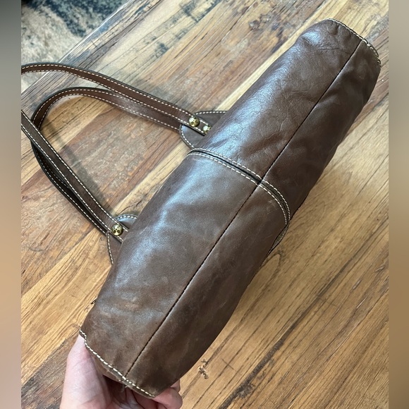 Patricia Nash brown 100% leather handbag purse ergo satchel stud rivets brown - Picture 4 of 9